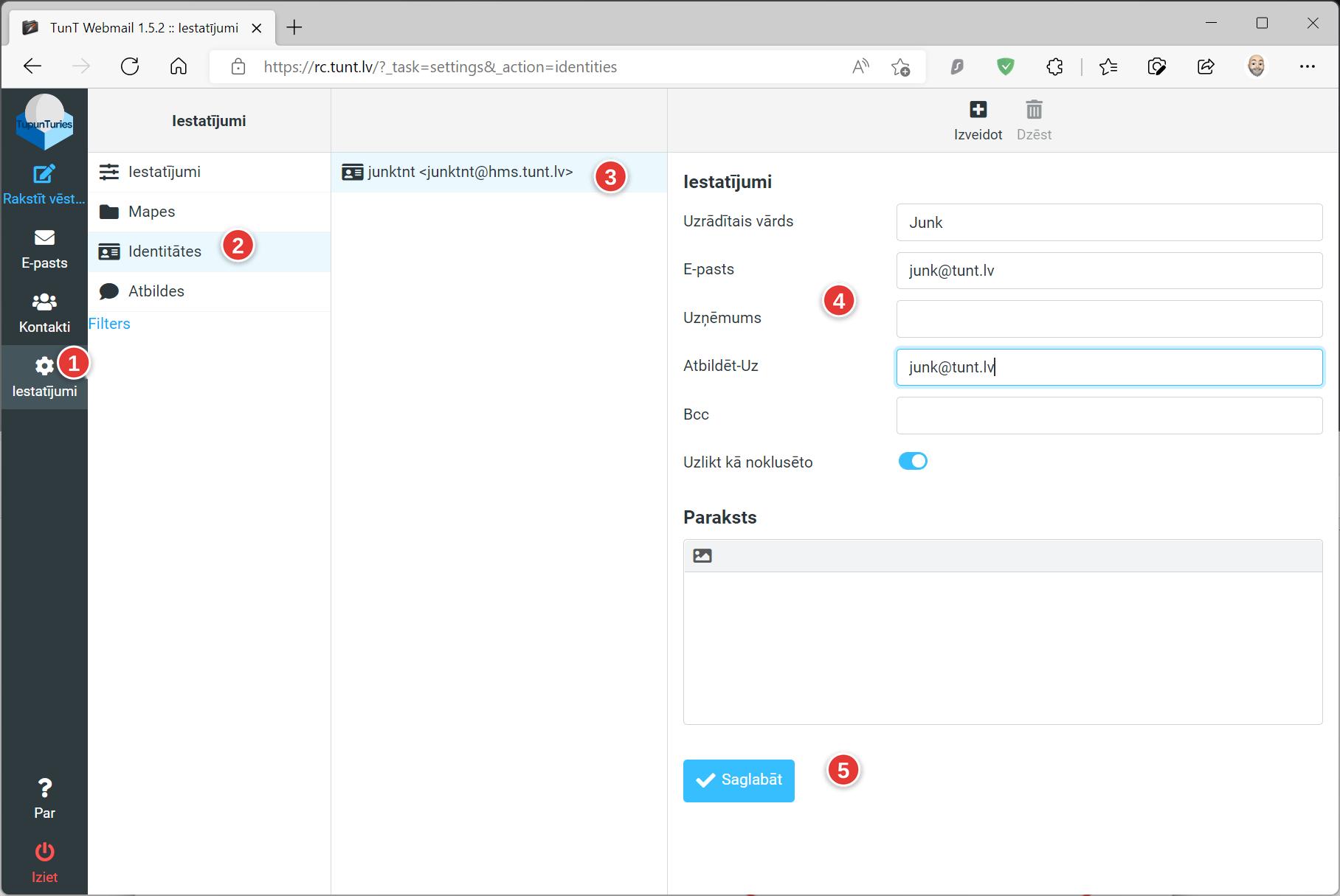 Webmail pogu secība